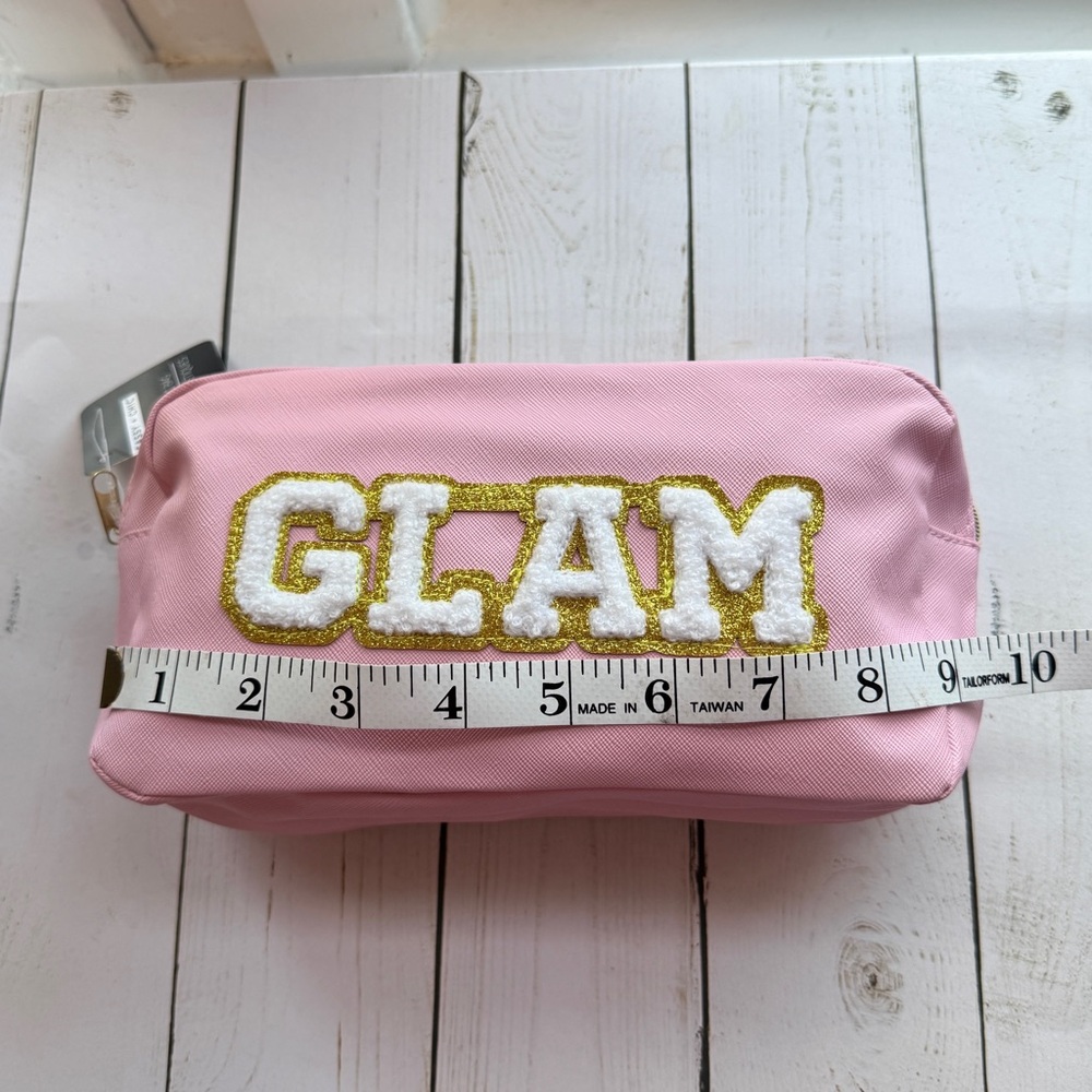 GLAM Pink Cosmetic Bag - Glam Embroidered Makeup Case - Picture 4 of 7